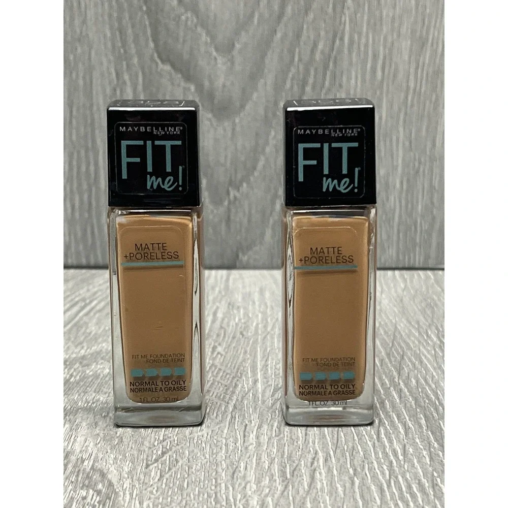 2 x Maybelline Fit‎ Me! Matte + Poreless Foundation #358 Latte 1 Fl Oz / 30ml